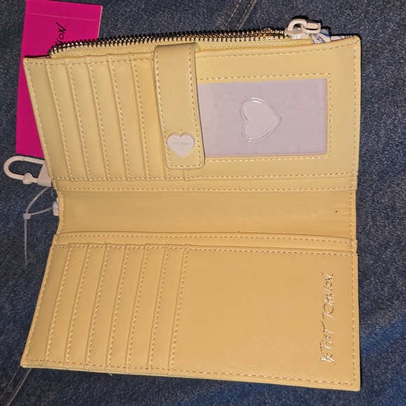 NWT Betsey Johnson XOPIXIE Blue Floral & Yellow Zipper Wallet Wristlet w/Strap - Picture 3 of 5